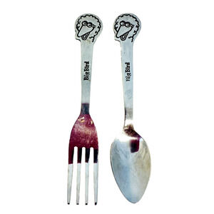 Vintage Big Bird Demand Muppets Inc. Sesame Street Stainless Fork & Spoon-KOREA